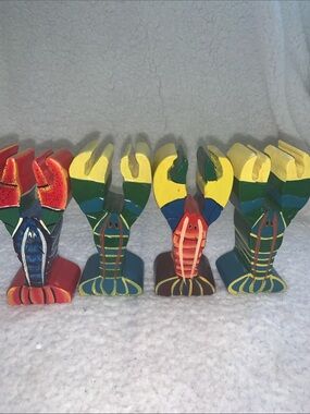Wooden Hand -Painted Colorful Lobster Napkin Holders or Place Card Holder